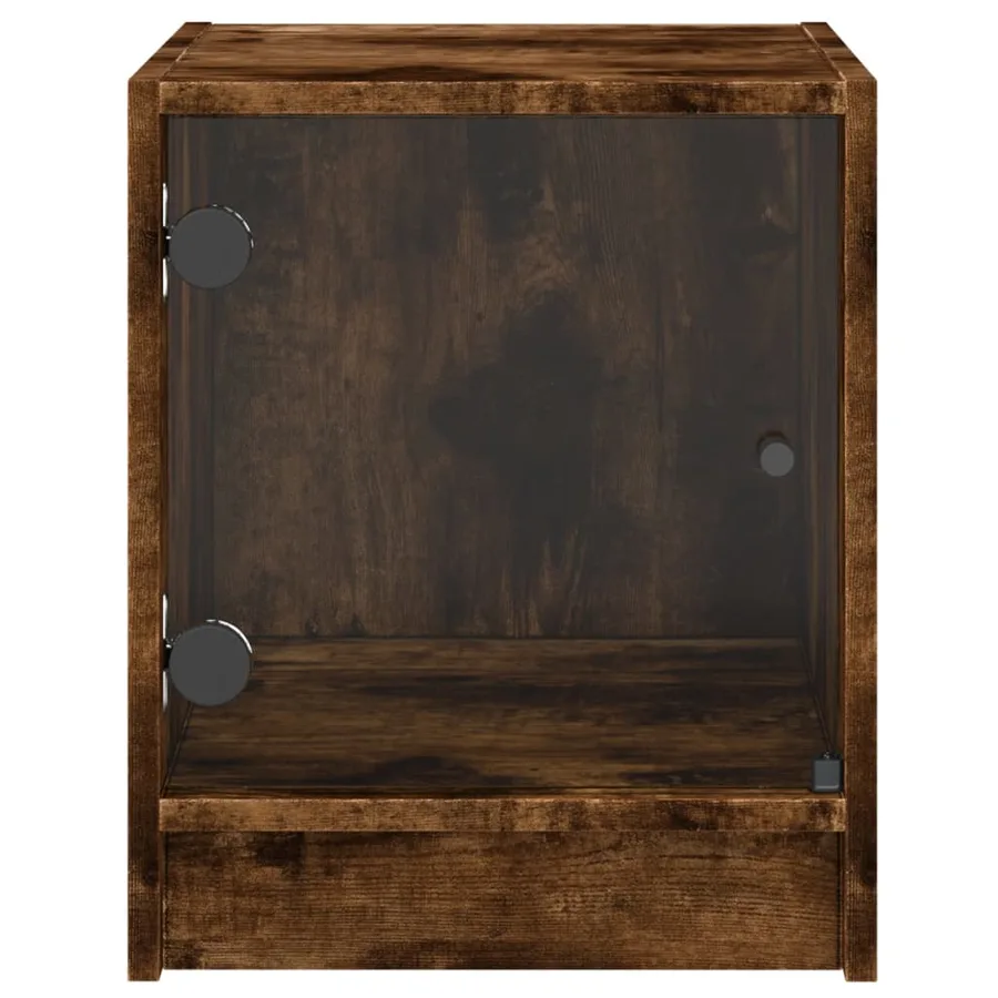 Tables de chevet et portes vitrées 2 pcs chêne fumé 35x37x42 cm - 7