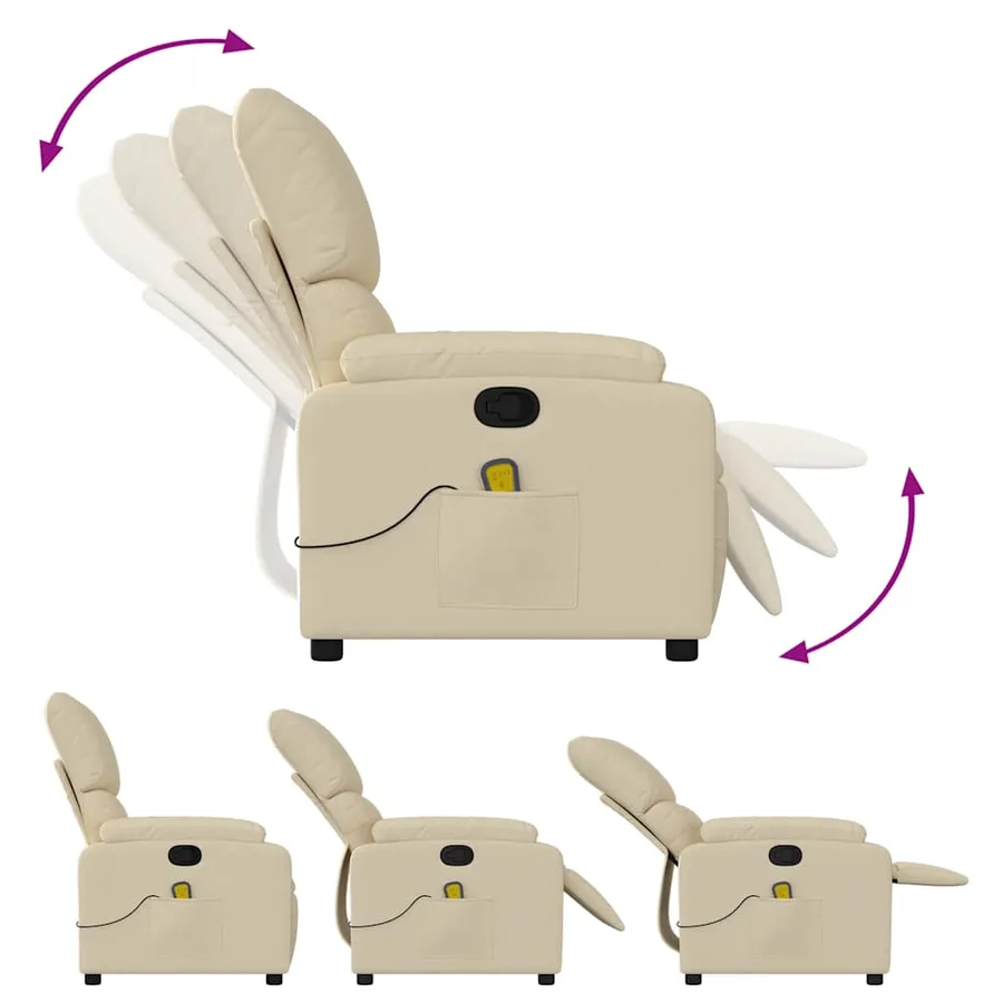 Fauteuil de massage inclinable Crème Tissu - 8