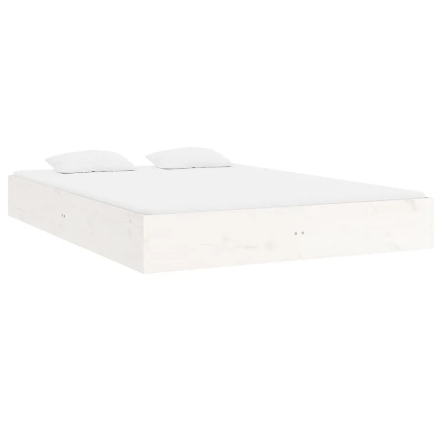 Cadre de lit sans matelas blanc bois massif 140x200 cm - 4
