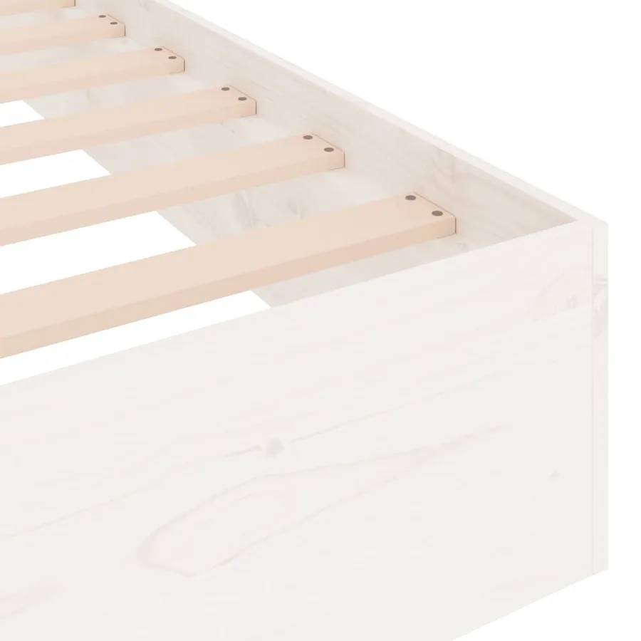Cadre de lit sans matelas blanc bois massif 140x200 cm - 7