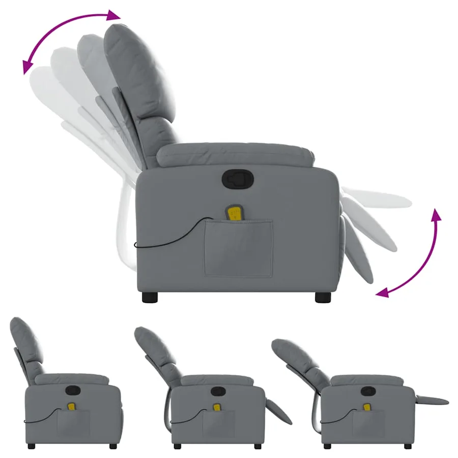 Fauteuil de massage inclinable gris similicuir - 5