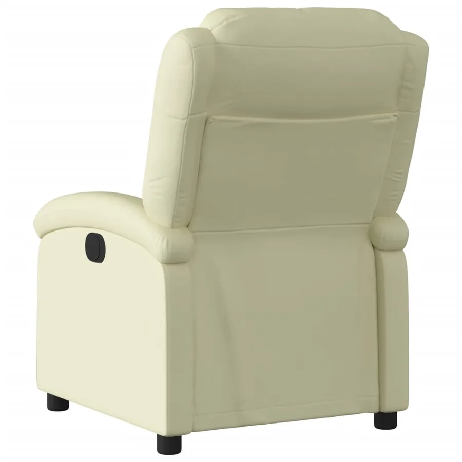 Fauteuil inclinable crème cuir véritable - 3