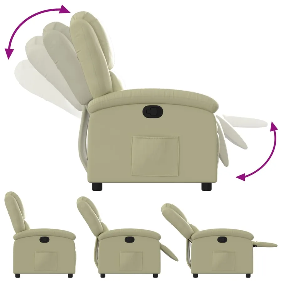 Fauteuil inclinable crème cuir véritable - 4