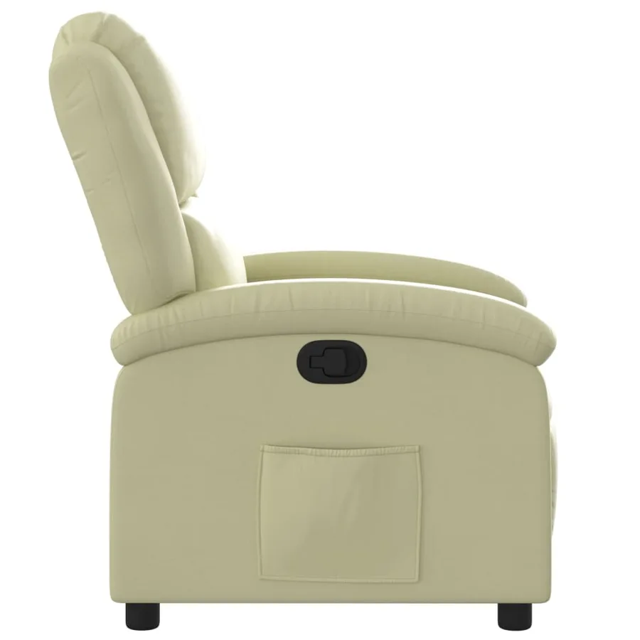 Fauteuil inclinable crème cuir véritable - 7