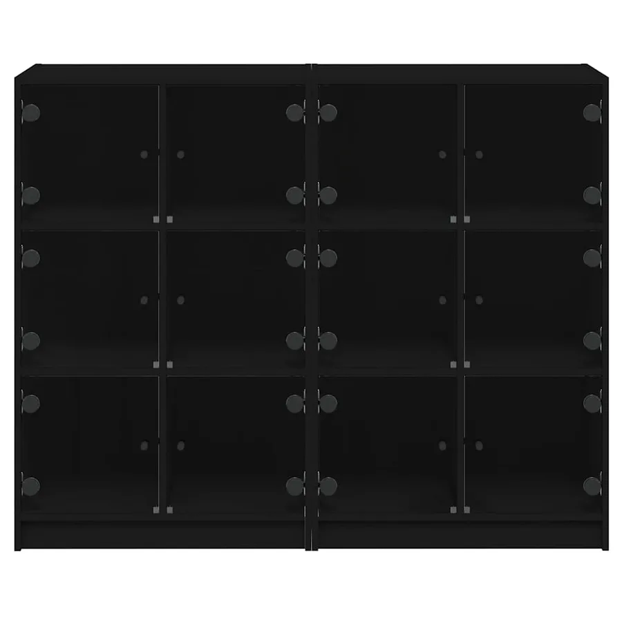 Bibliothèque avec portes noir 136x37x109 cm bois d'ingénierie - 7
