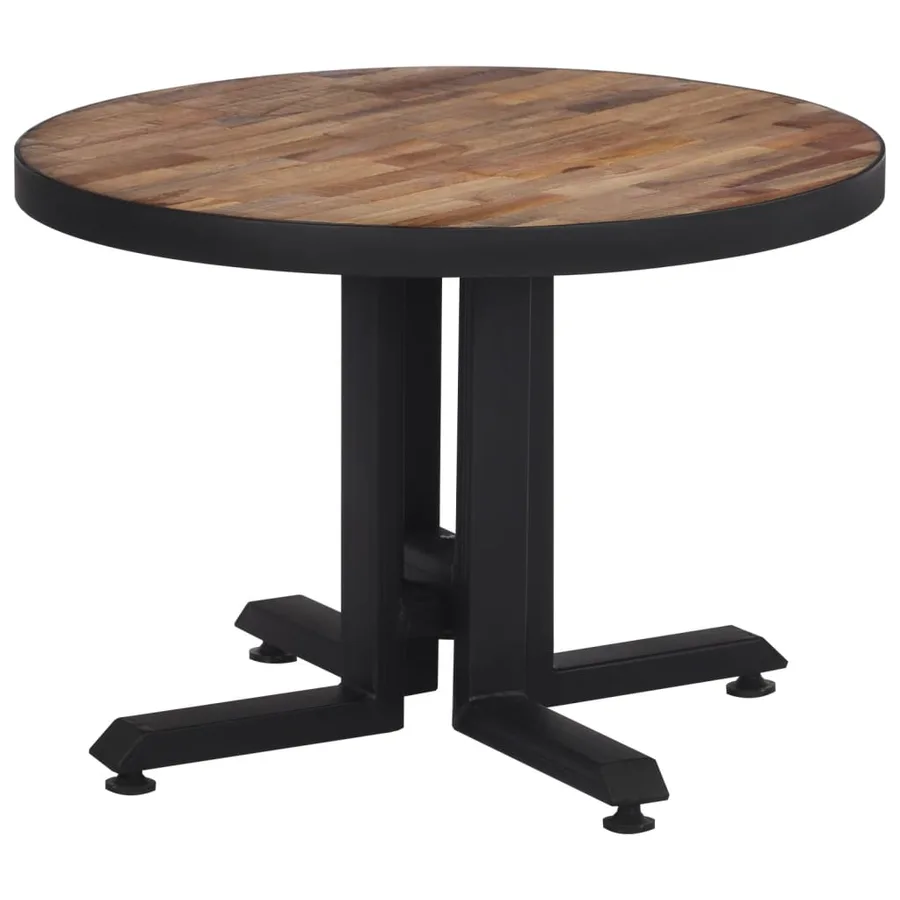 Table basse ronde Ø55x40 cm teck de récupération massif - 2