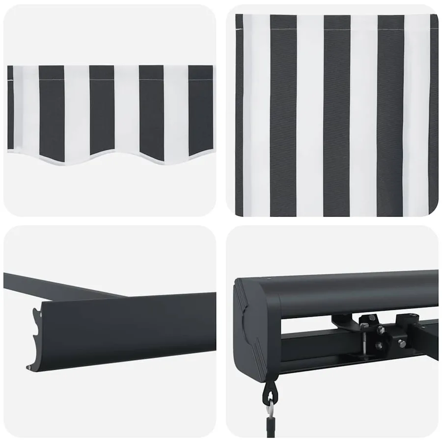 Auvent rétractable anthracite et blanc 4x3 m tissu et aluminium - 9
