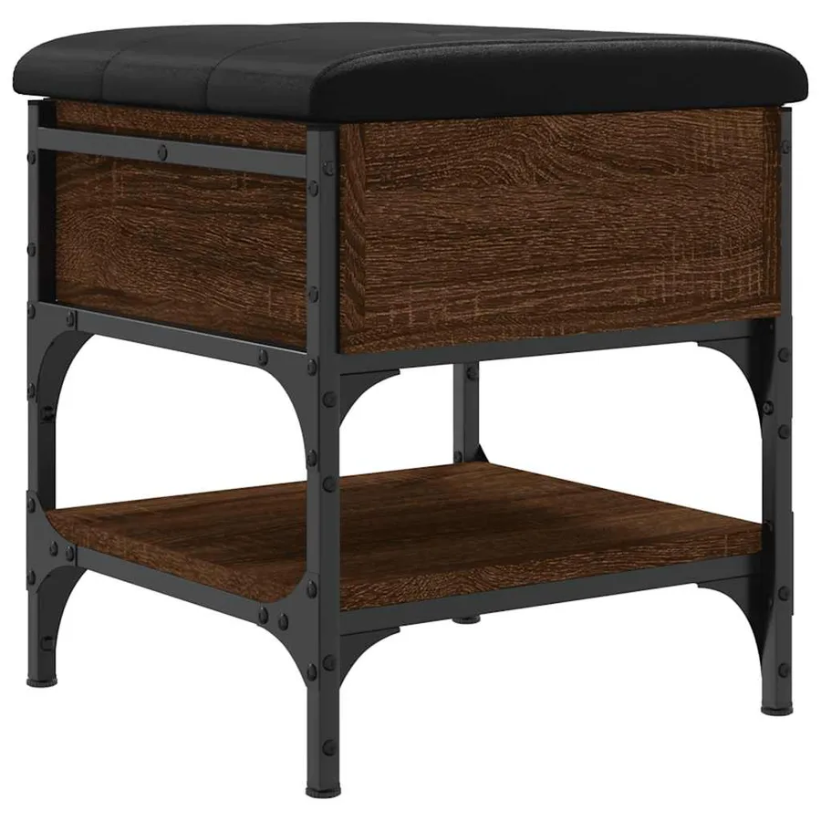 Banc à chaussures chêne marron 42x42x45 cm bois d'ingénierie - 2