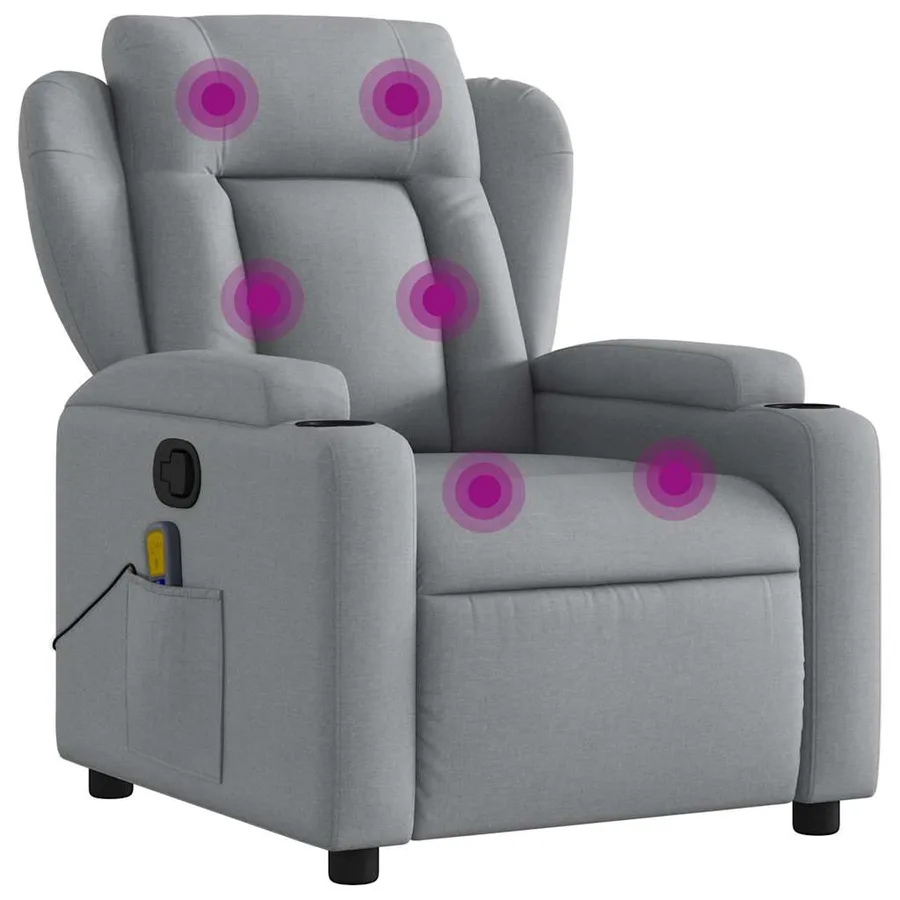 Fauteuil inclinable de massage gris clair tissu - 2