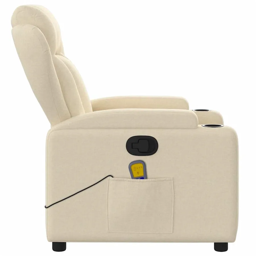 Fauteuil de massage inclinable crème tissu - 8