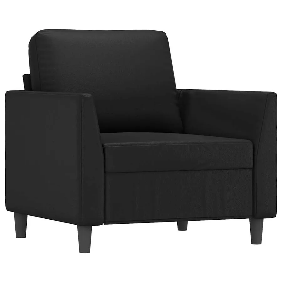 Ensemble de canapés 3 pcs avec coussins Noir Similicuir - 3
