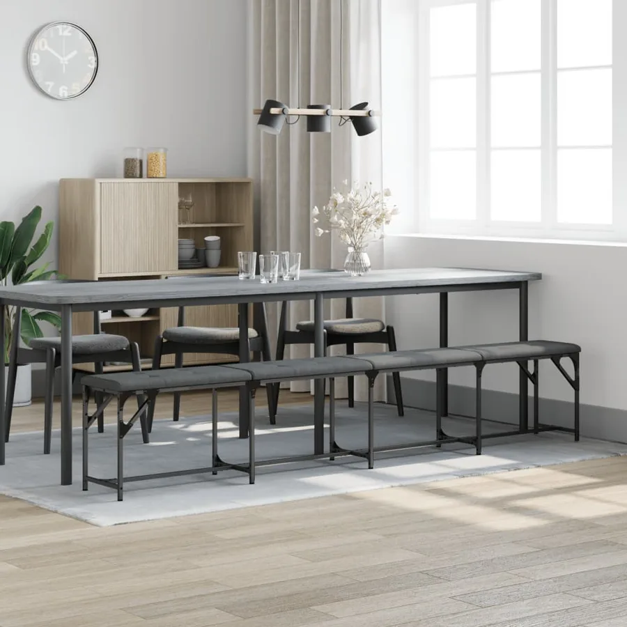 Banc à manger gris foncé 248x32x45 cm acier et tissu - 3