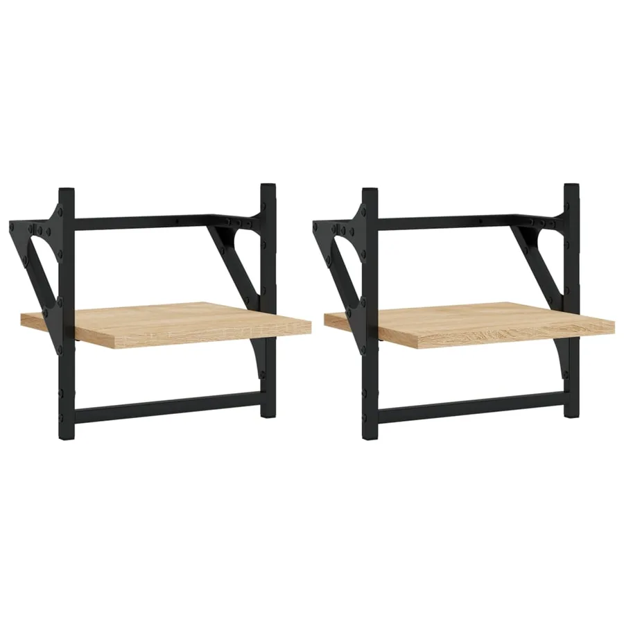 Étagères murales avec barres 2 pcs chêne sonoma 30x25x30 cm - 2