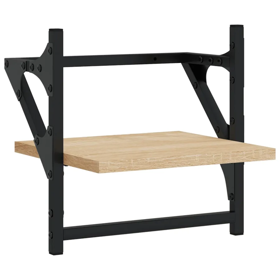 Étagères murales avec barres 2 pcs chêne sonoma 30x25x30 cm - 4