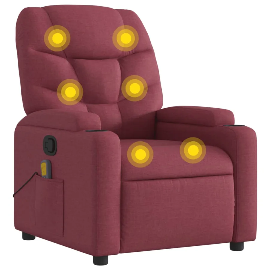 Fauteuil de massage inclinable Rouge bordeaux Tissu - 2