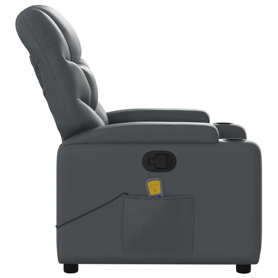 Fauteuil de massage inclinable gris similicuir - 8
