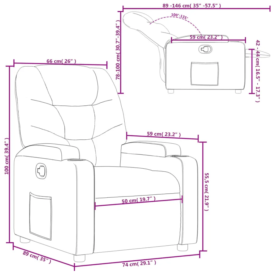 Fauteuil inclinable en similicuir gris - 11