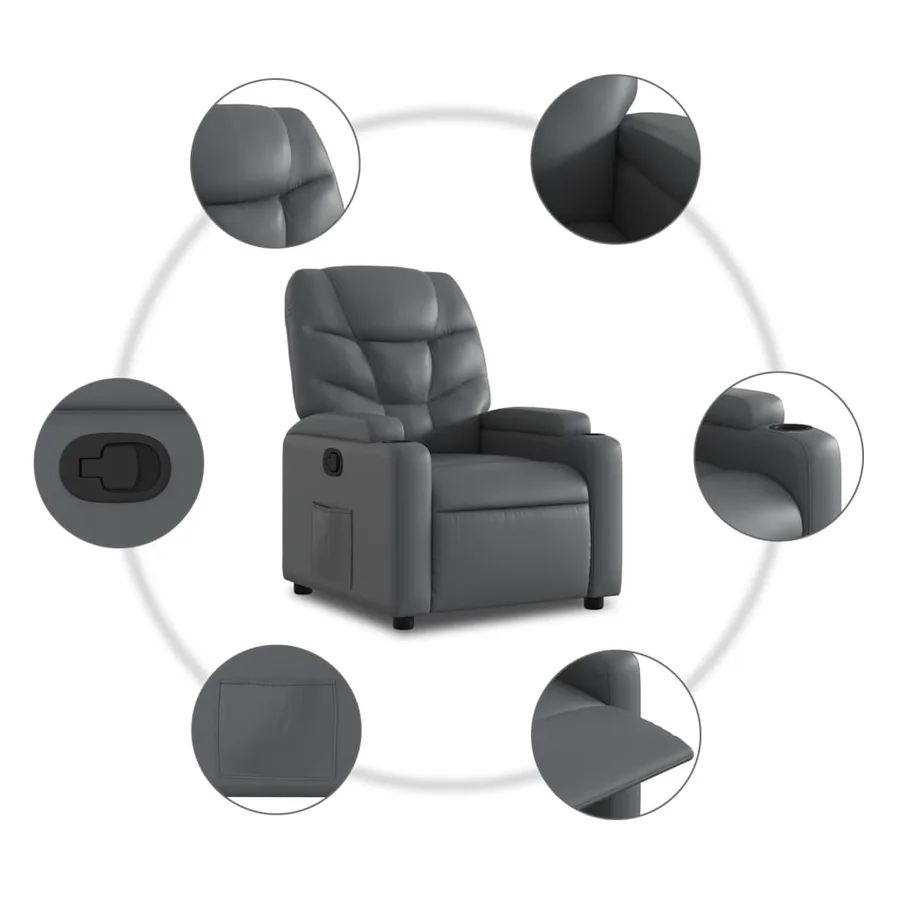 Fauteuil inclinable en similicuir gris - 5