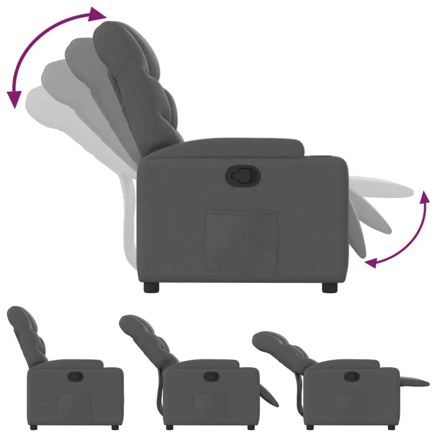 Fauteuil inclinable en tissu gris foncé - 6