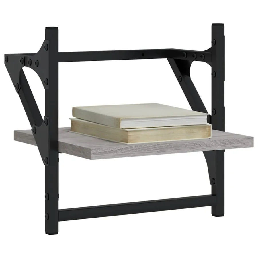 Étagères murales avec barres 2 pcs sonoma gris 30x25x30 cm - 3