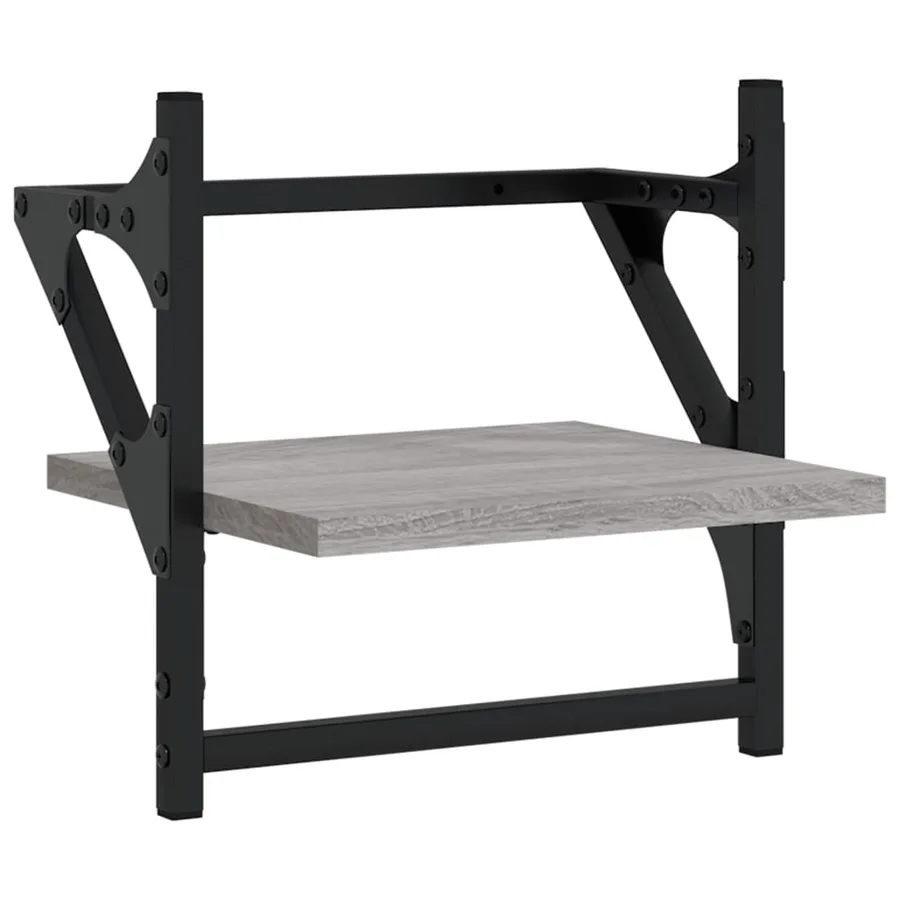 Étagères murales avec barres 2 pcs sonoma gris 30x25x30 cm - 4