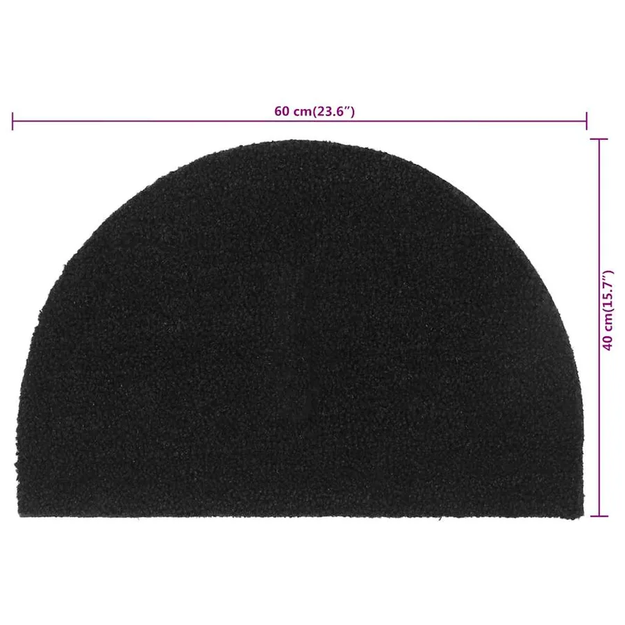 Tapis de porte noir demi-rond 40x60 cm fibre de coco touffeté - 6