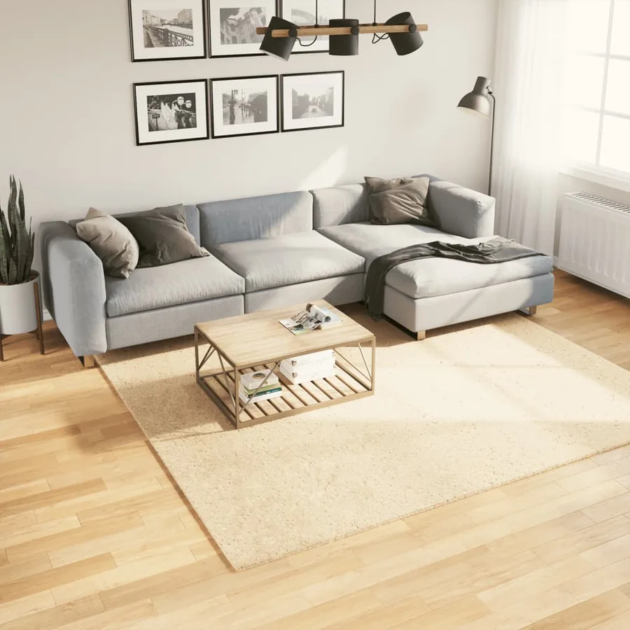 Tapis HUARTE à poils courts doux et lavable crème 240x240 cm