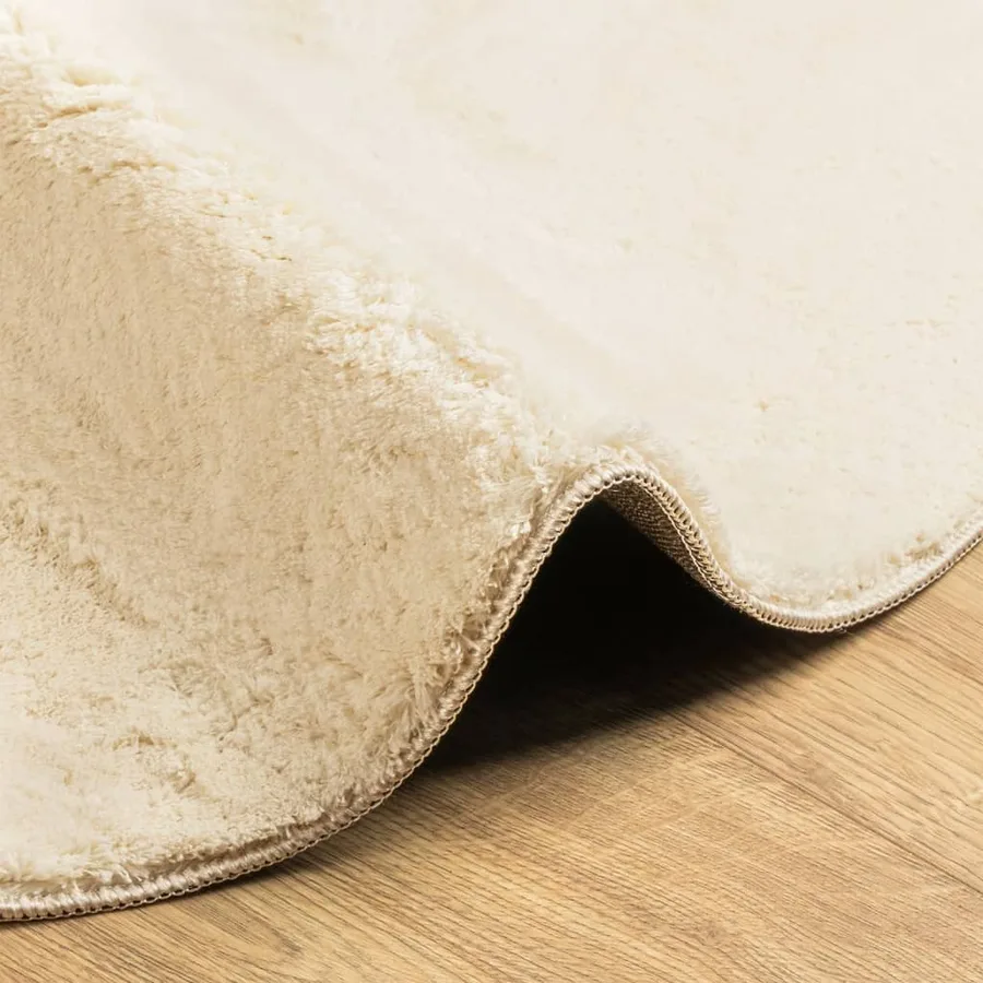 Tapis HUARTE à poils courts doux et lavable crème Ø 200 cm - 6