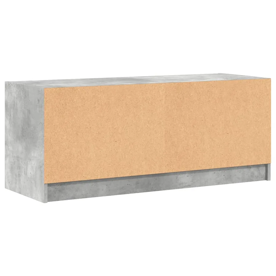 Meuble TV avec portes en verre gris béton 102x37x42 cm - 8
