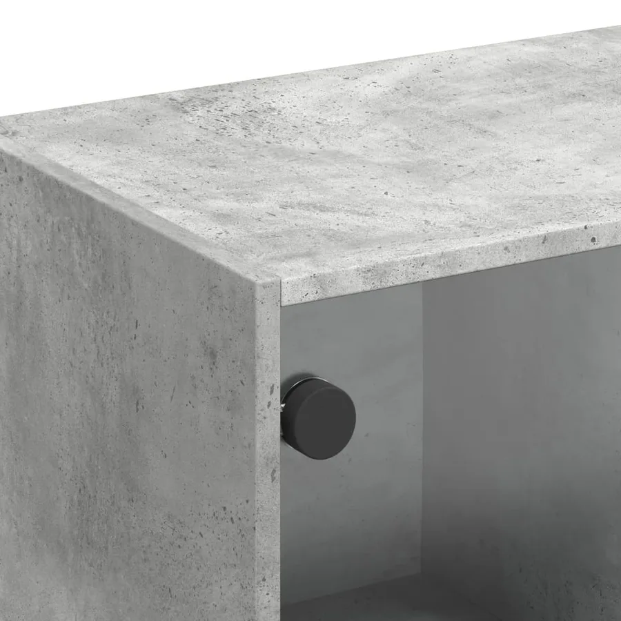Meuble TV avec portes en verre gris béton 102x37x42 cm - 9