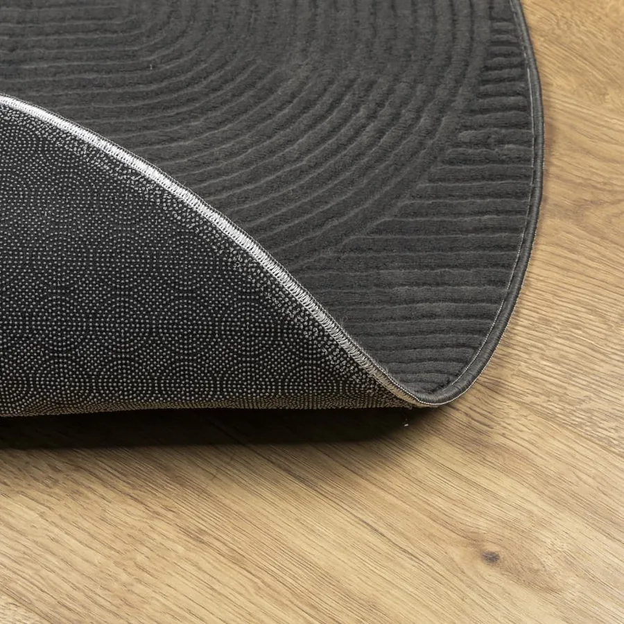Tapis IZA poils courts style scandinave anthracite Ø 80 cm - 5