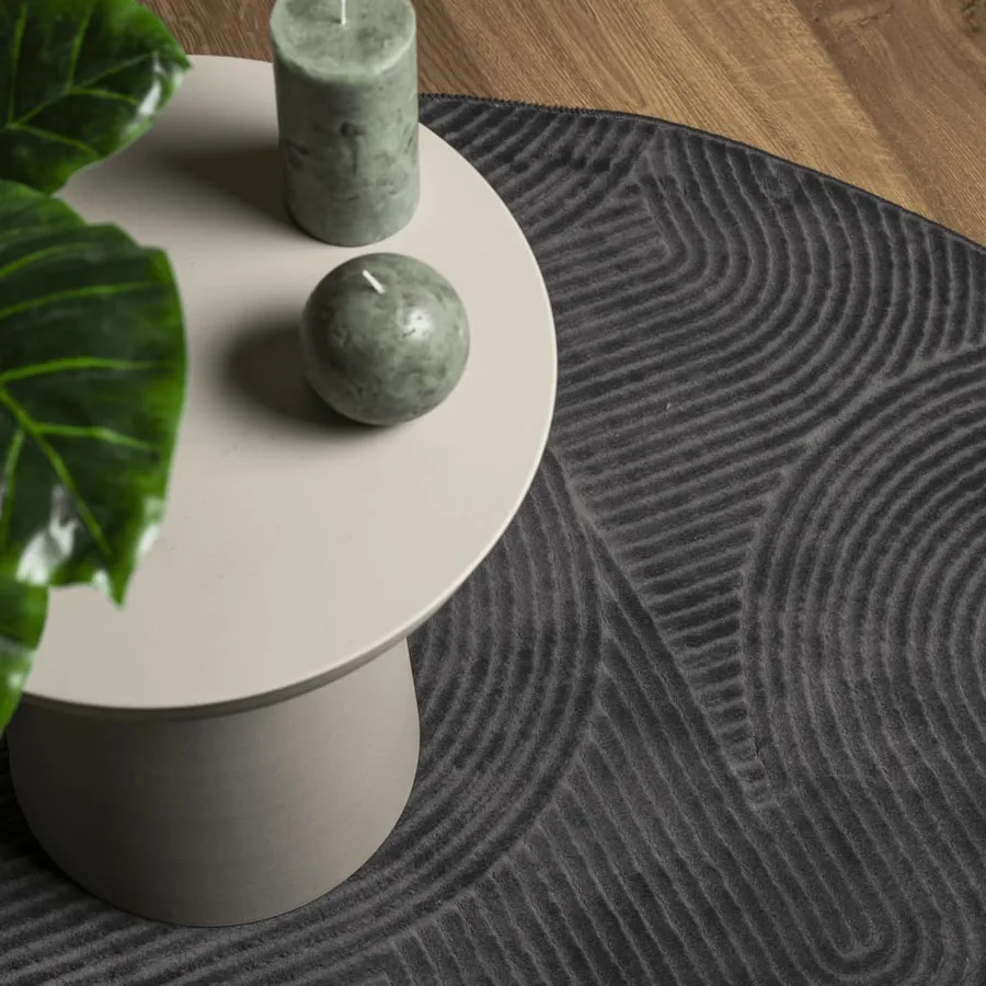 Tapis IZA poils courts style scandinave anthracite Ø 80 cm - 7