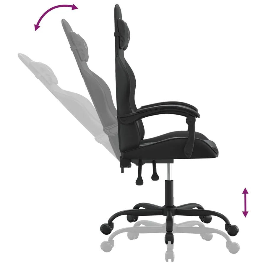 Chaise de jeu pivotante Noir Similicuir - 10