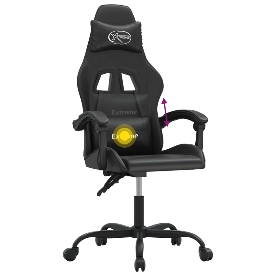Chaise de jeu pivotante Noir Similicuir - 11