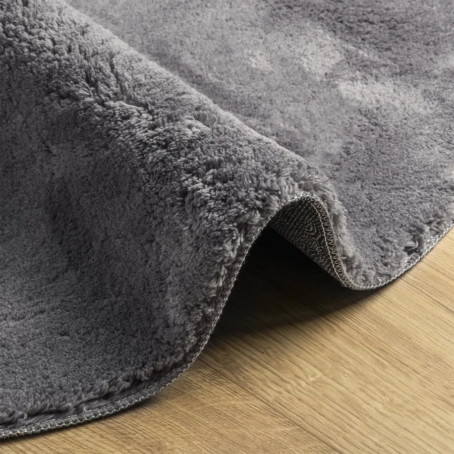 Tapis HUARTE à poils courts doux et lavable anthracite Ø 120 cm - 6