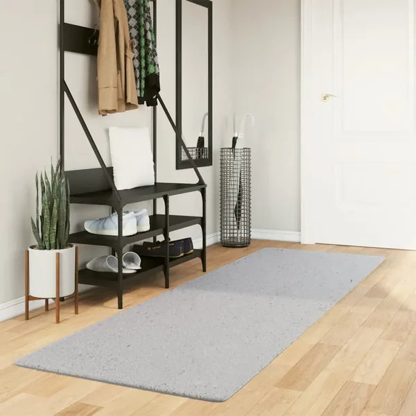 Tapis HUARTE à poils courts doux et lavable gris 80x250 cm