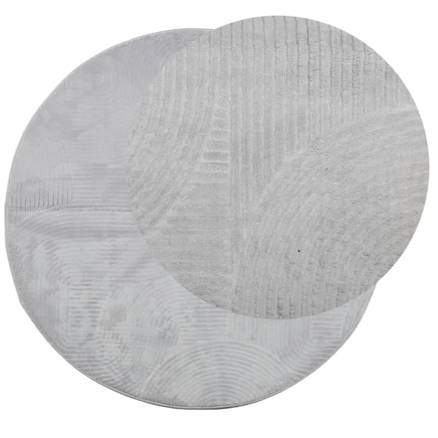 Tapis IZA poils courts style scandinave gris Ø 120 cm - 3