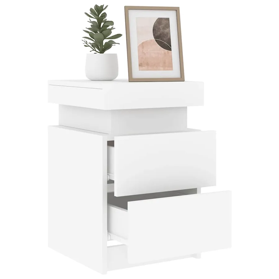 Tables de chevet avec lumières LED 2 pcs blanc 35x39x55 cm - 15