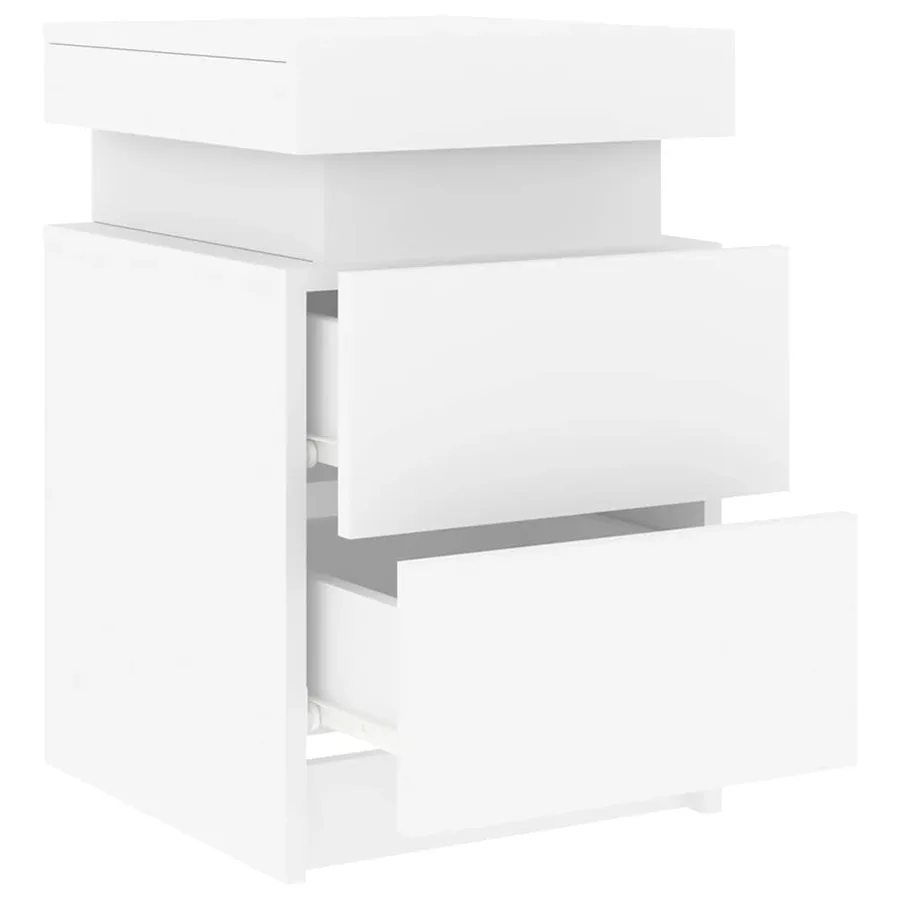 Tables de chevet avec lumières LED 2 pcs blanc 35x39x55 cm - 7