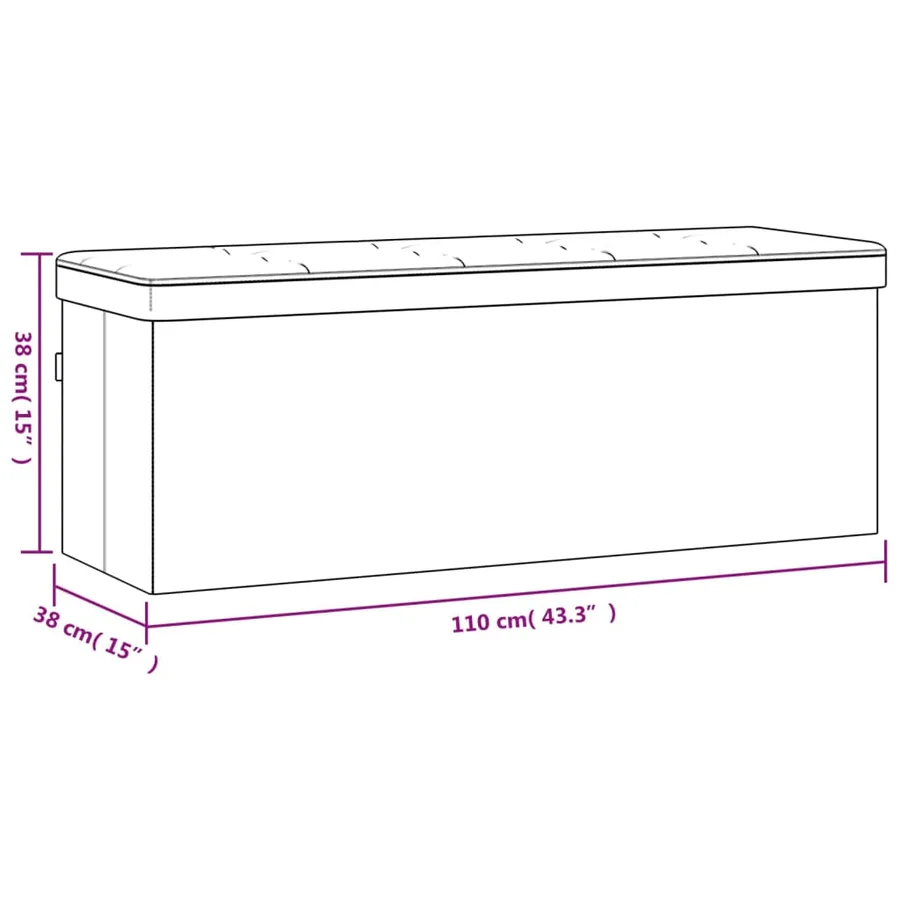 Banc de rangement pliable gris clair faux lin - 13