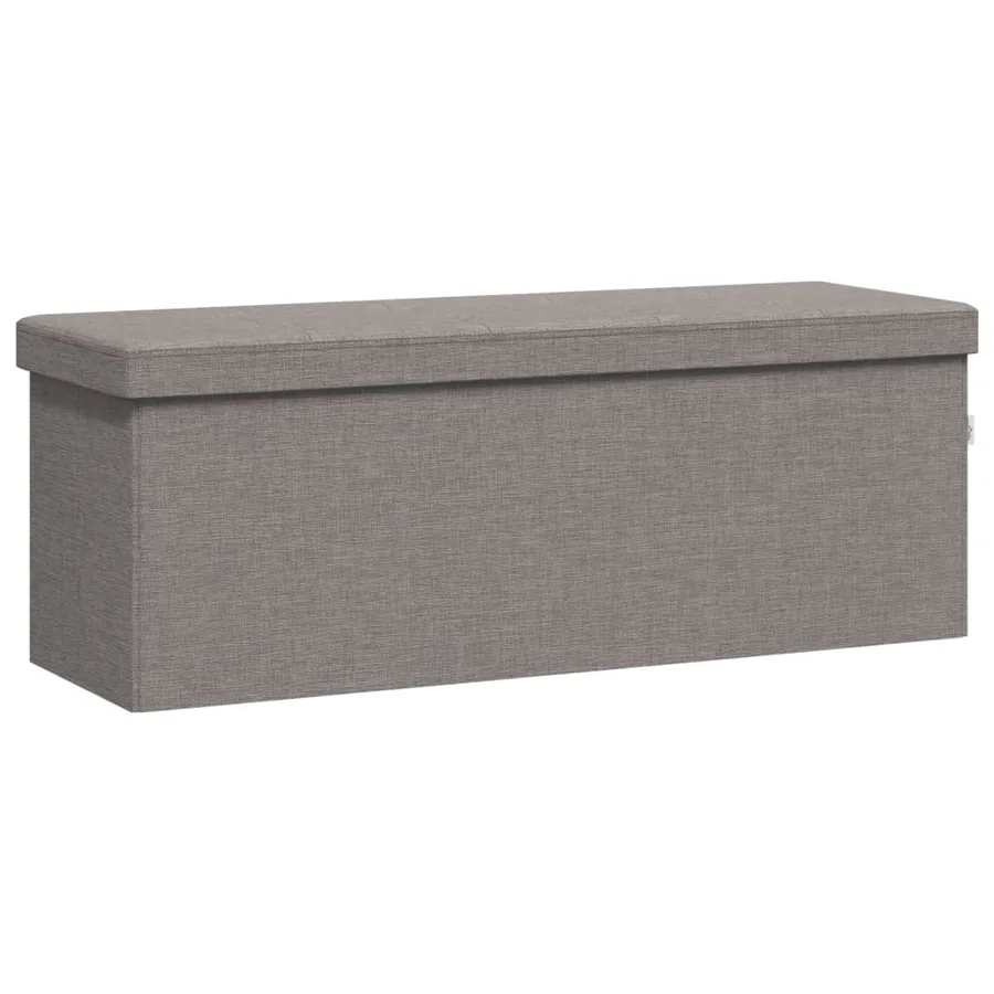 Banc de rangement pliable gris clair faux lin - 2