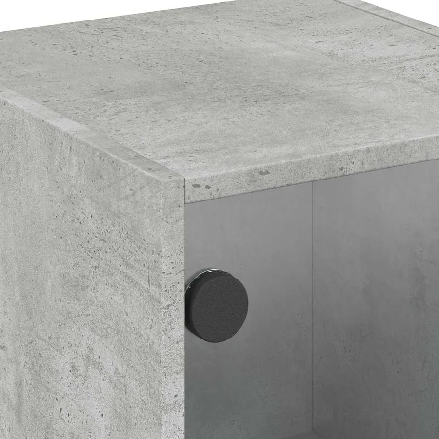 Tables de chevet et portes vitrées 2 pcs gris béton 35x37x42 cm - 10