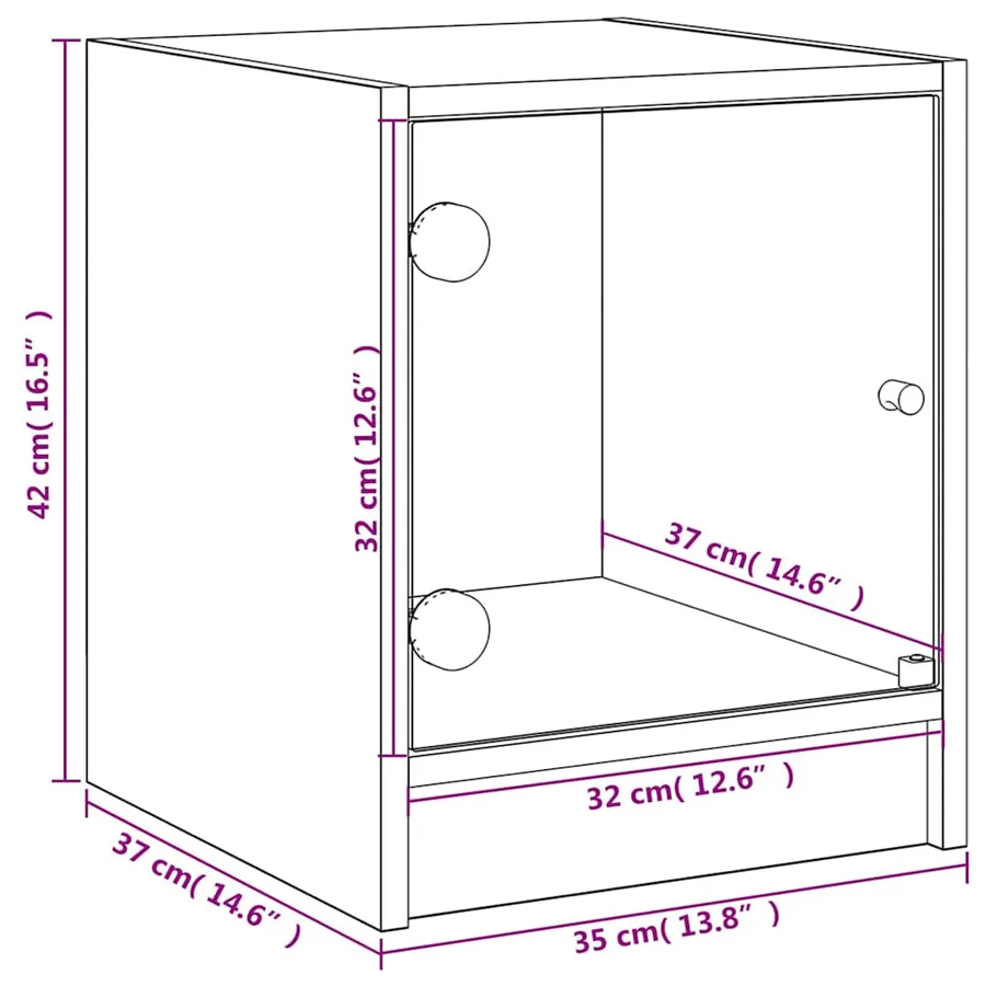 Tables de chevet et portes vitrées 2 pcs gris béton 35x37x42 cm - 12
