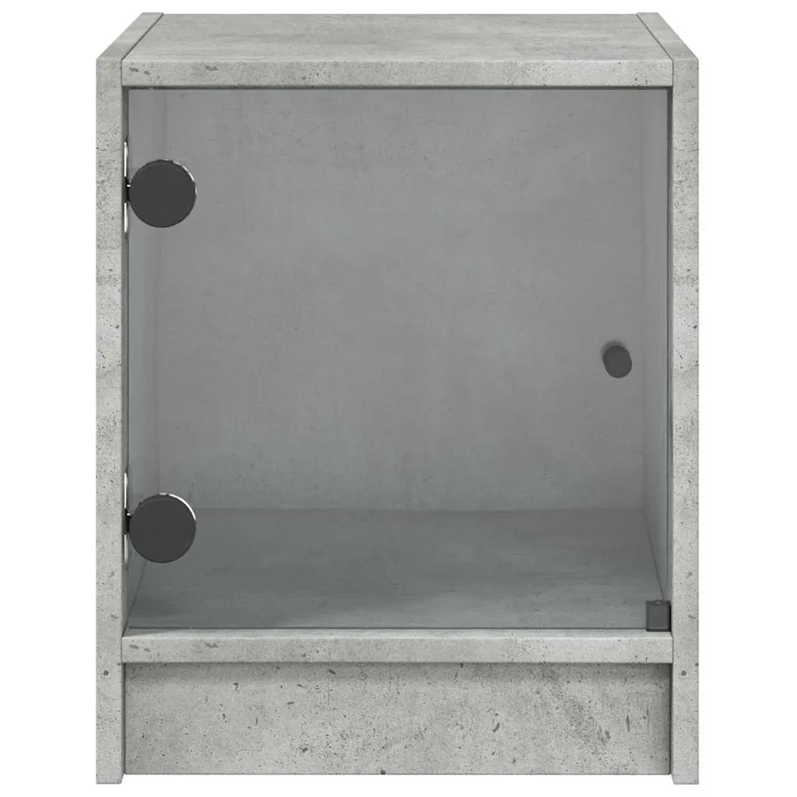 Tables de chevet et portes vitrées 2 pcs gris béton 35x37x42 cm - 7