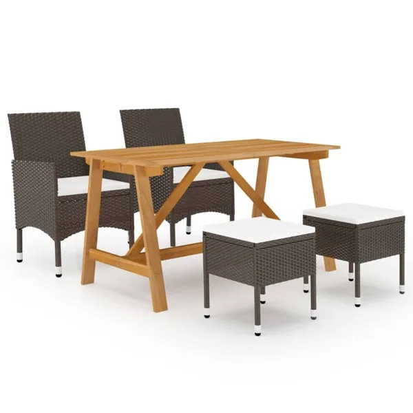 Ensemble à manger de jardin 5 pcs Marron