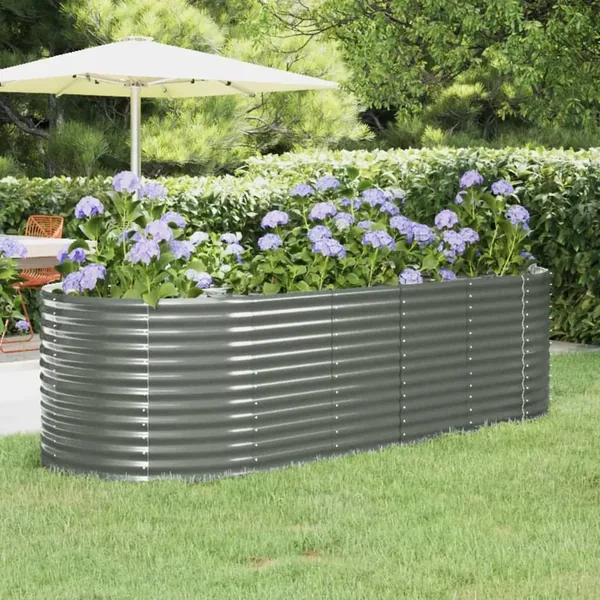 Lit surélevé de jardin Acier galvanisé 249x100x68cm gris