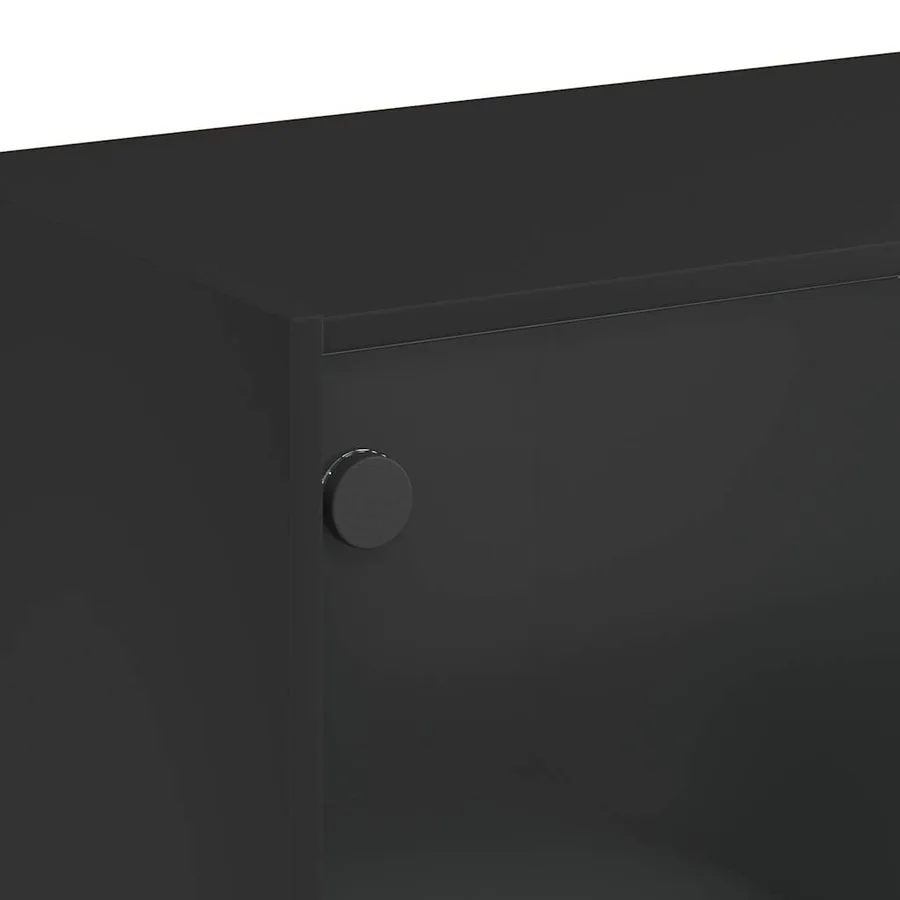 Table basse avec portes en verre noir 102x50x42 cm - 10