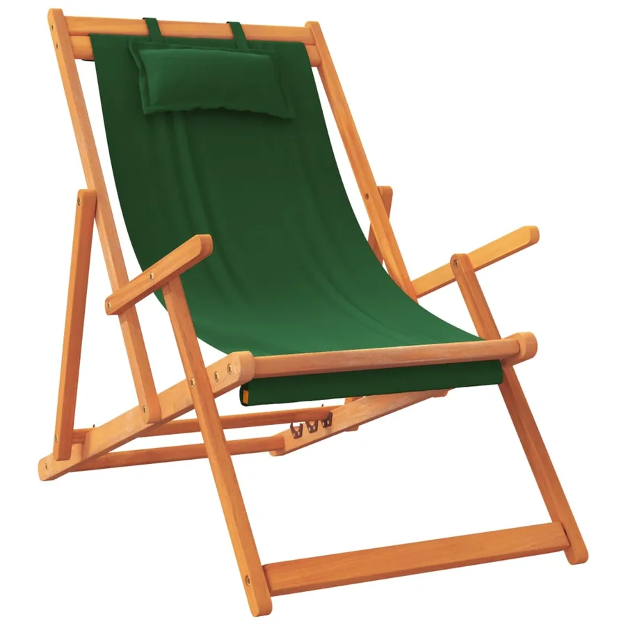 Chaises de plage pliables lot de 2 vert tissu - 3