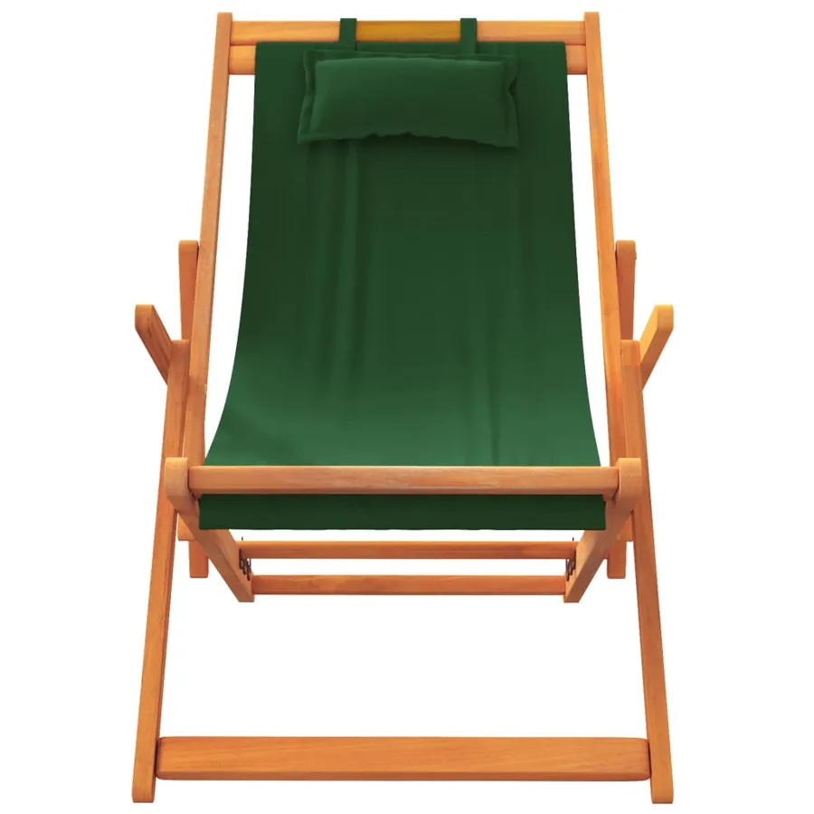 Chaises de plage pliables lot de 2 vert tissu - 4