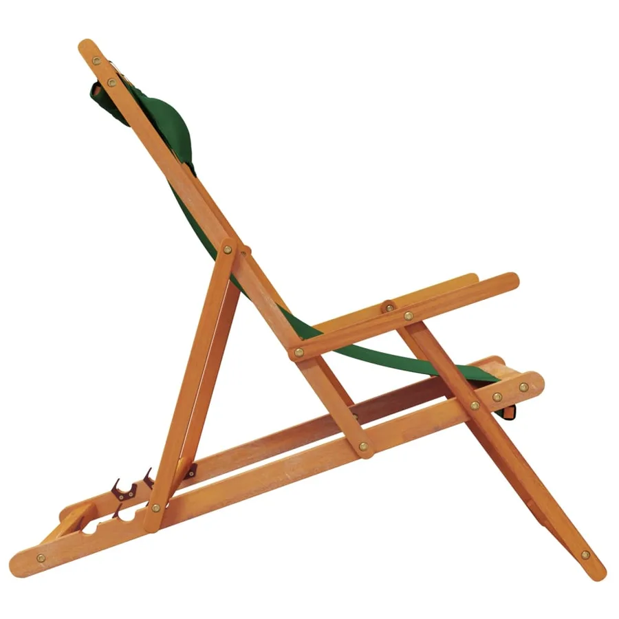 Chaises de plage pliables lot de 2 vert tissu - 5